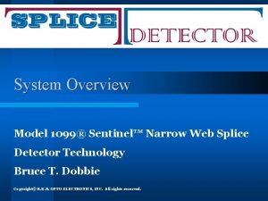 System Overview Model 1099 Sentinel Narrow Web Splice