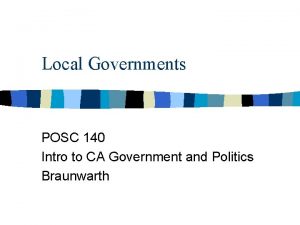 Local Governments POSC 140 Intro to CA Government