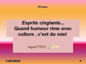 PPS Henri Esprits cinglants Quand humour rime avec