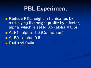 PBL Experiment Reduce PBL height in hurricanes by
