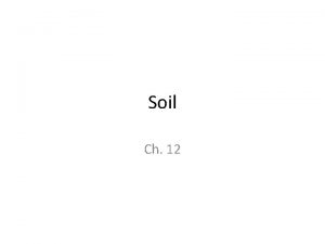 Soil Ch 12 What is Soil Soil relatively