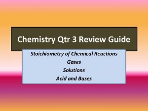 Chemistry Qtr 3 Review Guide Stoichiometry of Chemical