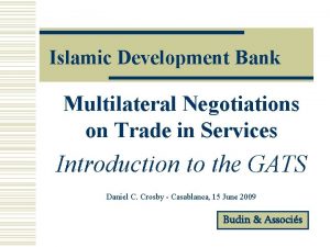 Islamic Development Bank Multilateral Negotiations on Trade in