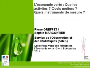 Lconomie verte Quelles activits Quels mtiers Quels instruments