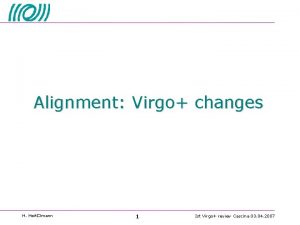 Alignment Virgo changes H Heitmann 1 Ist Virgo