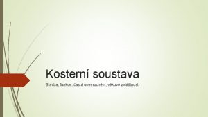 Kostern soustava Stavba funkce ast onemocnn vkov zvltnosti