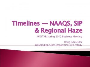 Timelines NAAQS SIP Regional Haze WESTAR Spring 2012