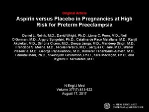 Original Article Aspirin versus Placebo in Pregnancies at