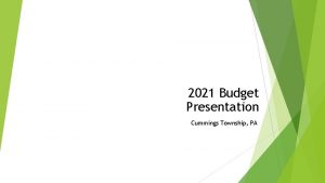 2021 Budget Presentation Cummings Township PA 2021 Cummings