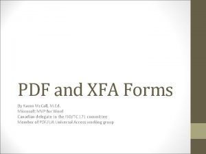 PDF and XFA Forms By Karen Mc Call