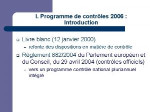 JPM I Programme de contrles 2006 Introduction q