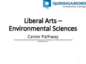 Liberal Arts Environmental Sciences Career Pathway This map