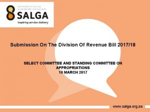 Submission On The Division Of Revenue Bill 201718