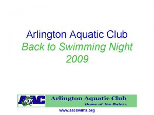 Arlington Aquatic Club Back to Swimming Night 2009