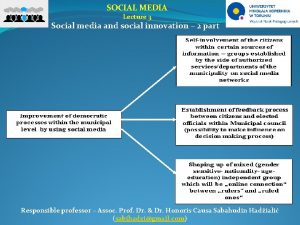SOCIAL MEDIA Lecture 3 Social media and social