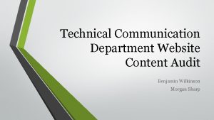 Technical Communication Department Website Content Audit Benjamin Wilkinson