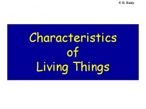 H Reidy Characteristics of Living Things H Reidy