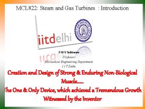 MCL 822 Steam and Gas Turbines Introduction P