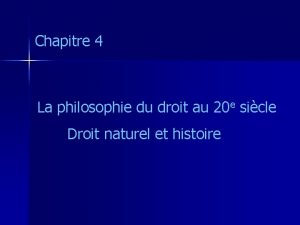 Chapitre 4 La philosophie du droit au 20