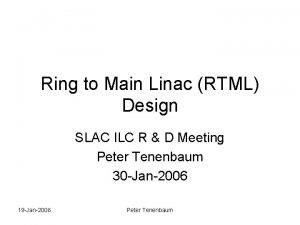 Ring to Main Linac RTML Design SLAC ILC