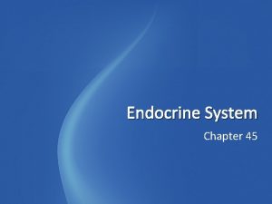 Endocrine System Chapter 45 Hormones a hormone is