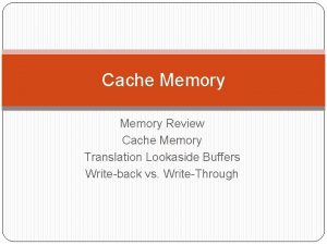 Cache Memory Review Cache Memory Translation Lookaside Buffers