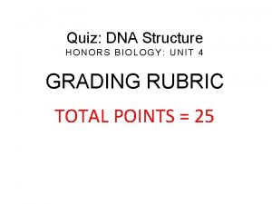 Quiz DNA Structure HONORS BIOLOGY UNIT 4 GRADING