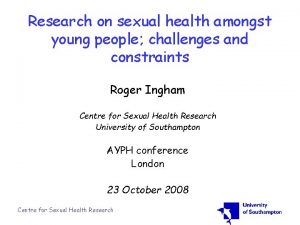 Research on sexual health amongst young people challenges