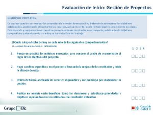 Evaluacin de Inicio Gestin de Proyectos GESTIN DE