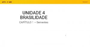 UNIDADE 4 BRASILIDADE CAPTULO 1 Sementes 1 Sementes