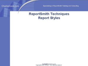 Report Smith Techniques Report Styles Report Smith Techniques