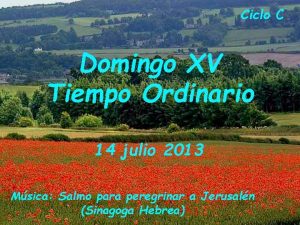 Ciclo C Domingo XV Tiempo Ordinario 14 julio