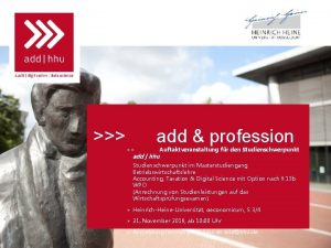 add profession add hhu Auftaktveranstaltung fr den Studienschwerpunkt