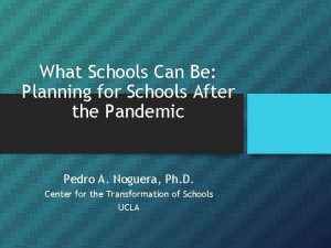 What Schools Can Be Planning for Schools After
