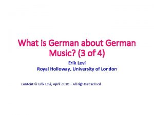 What is German about German Music 3 of