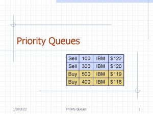 Priority Queues 1202022 Sell 100 IBM 122 Sell