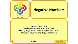Negative Numbers Elementary Math Topics Negative Numbers A