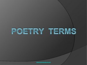 POETRY TERMS www assignmentpoint com Lyric Poetry a