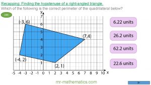 Recapping Finding the hypotenuse of a rightangled triangle