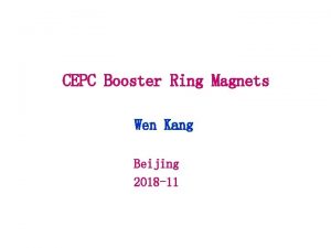 CEPC Booster Ring Magnets Wen Kang Beijing 2018 CEPC Booster Ring Magnets Wen Kang Beijing 2018