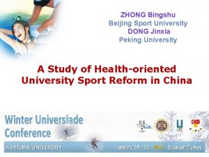 ZHONG Bingshu Beijing Sport University DONG Jinxia Peking