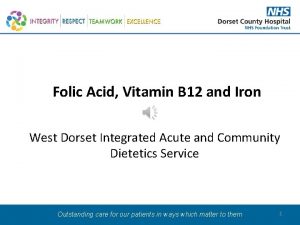 Folic Acid Vitamin B 12 and Iron West