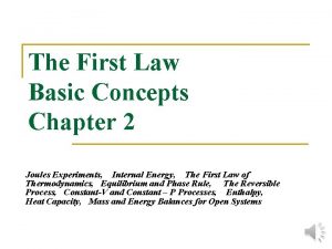 The First Law Basic Concepts Chapter 2 Joules