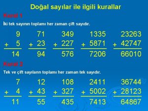 Doal saylar ile ilgili kurallar Kural 1 ki