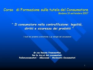 Corso di Formazione sulla tutela del Consumatore Modena