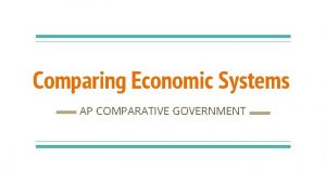 Comparing Economic Systems AP COMPARATIVE GOVERNMENT Economic Change