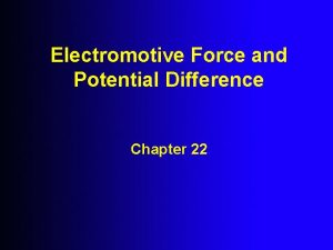 Electromotive Force and Potential Difference Chapter 22 The