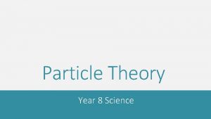 Particle Theory Year 8 Science The particle model