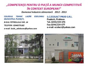 COMPETENE PENTRU O PIA A MUNCII COMPETITIV N