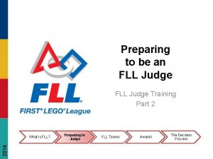 Preparing to be an FLL Judge Training Part